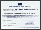 TAI Supplier Quality System Approval Certificate